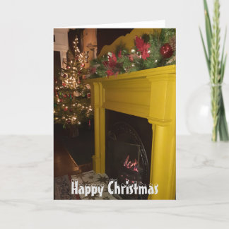 Houtvuur en kerstverlichting, Sheffield. Feestdagen Kaart