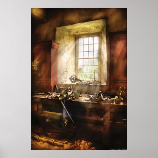 Houtwerker - Vele oude hulpmiddelen Poster (Voorkant)