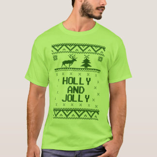 Houx et T-shirt laid gai de chandail de Noël