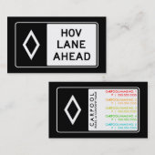 HOV LANE AVANT : carte de contact covoiturage (Devant / Derrière)