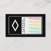 HOV LANE AVANT : carte de contact covoiturage (Dos)