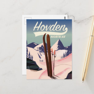 Hovden Noorwegen Ski reisposter. Briefkaart