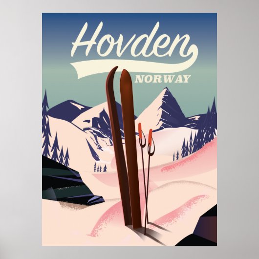 Hovden Norvège poster de voyage de ski. Poster (Devant)