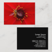 Hover Fly op een Dahlia, foto van Mini Visitekaartje (Voorkant / Achterkant)