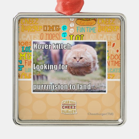 Hover kitteh metalen ornament (Voorkant)