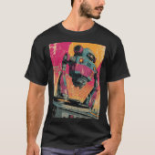 Hovering DJ Drone — Retro Turntable with Hot Neon T-shirt (Voorkant)