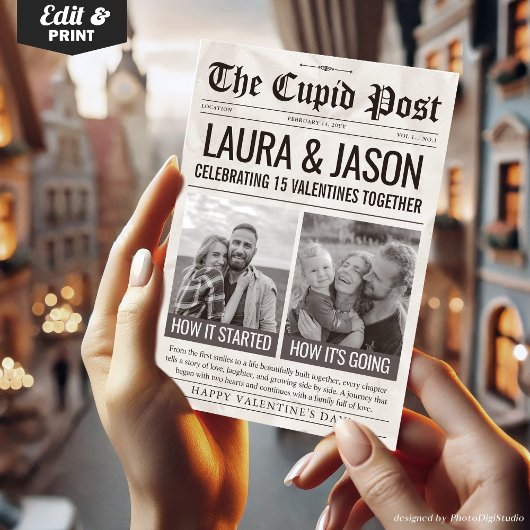 How it Started How its Going Valentine Newspaper Feestdagenkaart