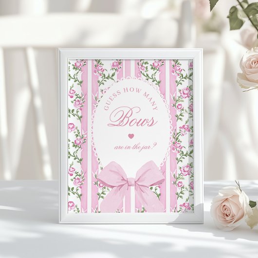 How many Bows Guessing Game Coquette Bow Pink Poster