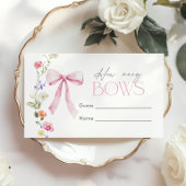 How many Bows Pink Wildflower Baby Shower Informatiekaartje