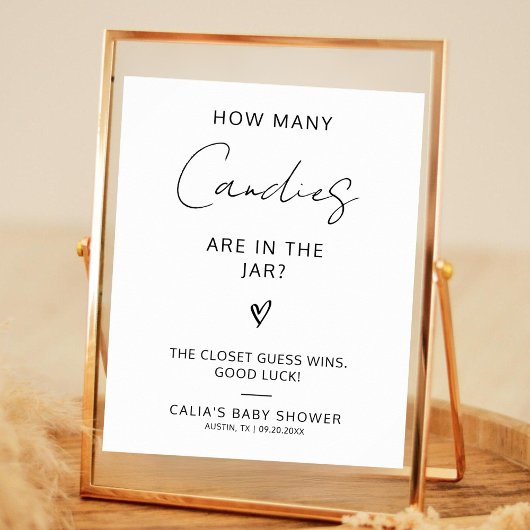 How Many Candies Are In the Jar Baby Shower Game Poster