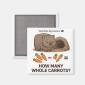 How Many Carrots? Wombat Math Subtraction Game Magneet (Voorkant / Achterkant)