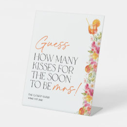 How Many Kisses Sign Bridal Shower Game Spritz Reclamebord Met Voetstuk