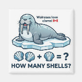 How Many Shells? – Walrus Math Learning Magnet Magneet (Voorkant)