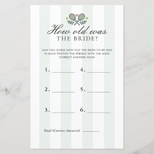 How Old Was Bride Perfect Match Bridal Shower Game (Voorkant)