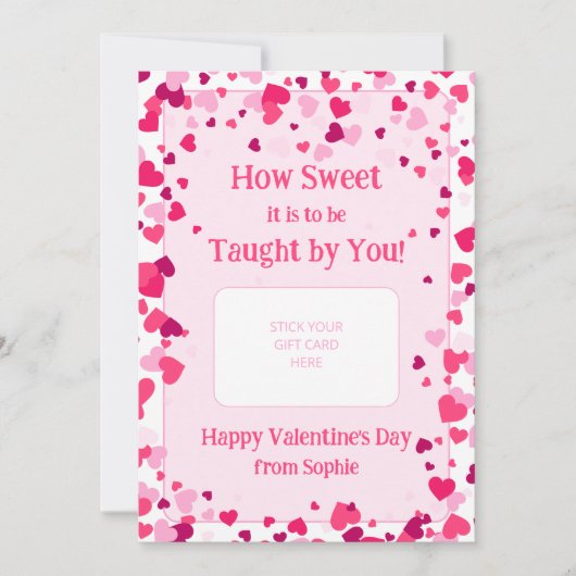 How Sweet Teacher Valentine's Gift Card Holder Kaart (Voorkant)