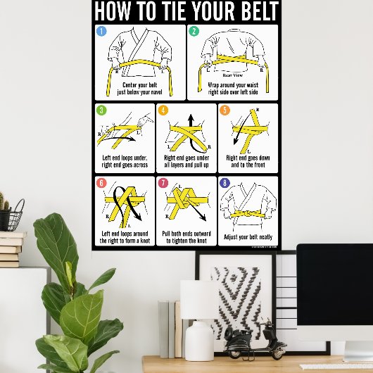 How to Tie Your Karate Belt Instruction Poster (Bureau à domicile)