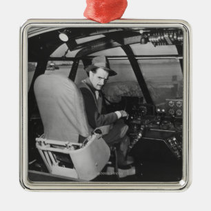 Howard Hughes in Spruce Goose Wooden Plane Metalen Ornament