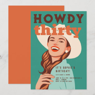 Howdy 30 Western Retro Sinaasappel Blauwgroen 30e  Kaart