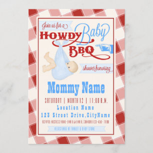 Howdy Baby BBQ! Shower Invitation Kaart