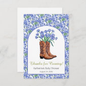 Howdy Baby Bluebonnets Cowboy Baby shower Bedankkaart (Voorkant / Achterkant)