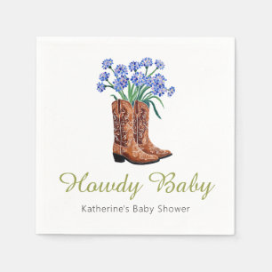 Howdy Baby Bluebonnets Cowboy Baby shower Servet