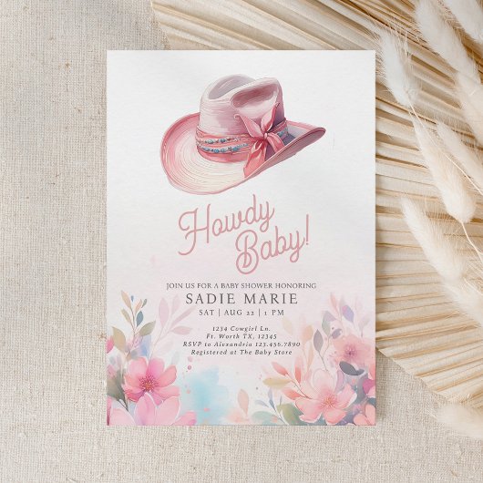 Howdy Baby Girl Western Baby shower Invitation