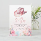 Howdy Baby Girl Western Baby shower Invitation (Debout devant)