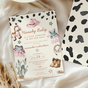 Howdy Baby Little Cowgirl Baby shower Kaart
