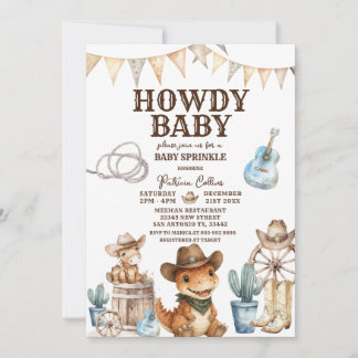 Howdy Baby Western Cowboy Baby Sprinkle Uitnodigin Kaart