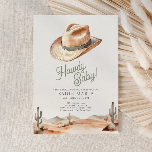 Howdy Baby Western Desert Baby shower Invitation