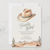 Howdy Baby Western Desert Baby shower Invitation (Devant)