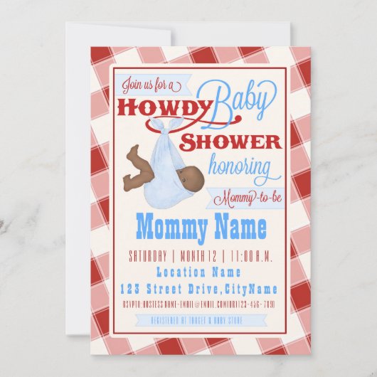 Howdy Baby Westerne Shower-uitnodiging Kaart (Voorkant)