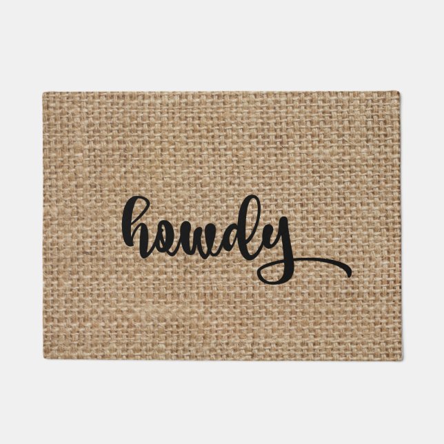Howdy Burlap Doormat Deurmat (Voorkant)
