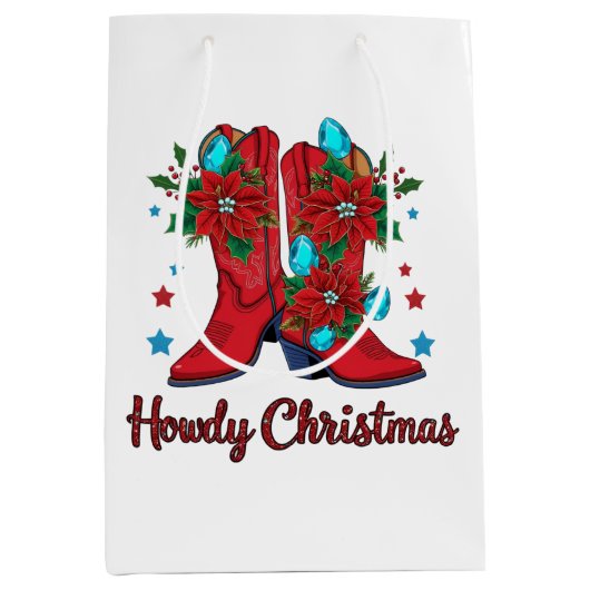 Howdy Christmas Boots Medium Cadeauzakje (Voorkant)