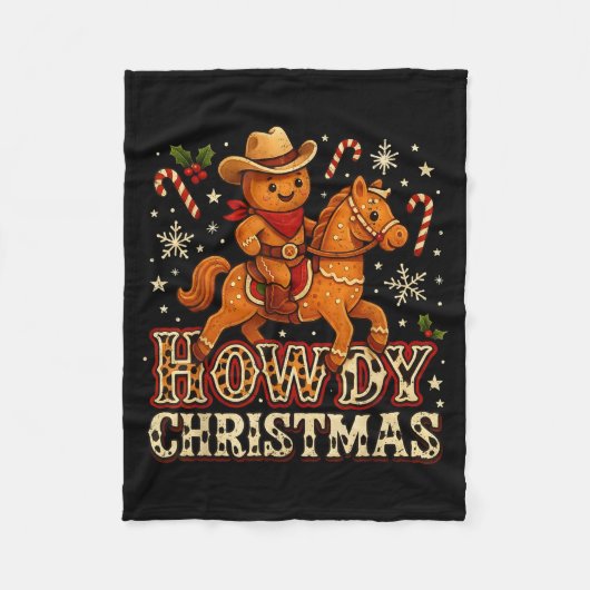 Howdy Christmas Cowboy Gingerbread Design  Fleece Deken (Voorkant)