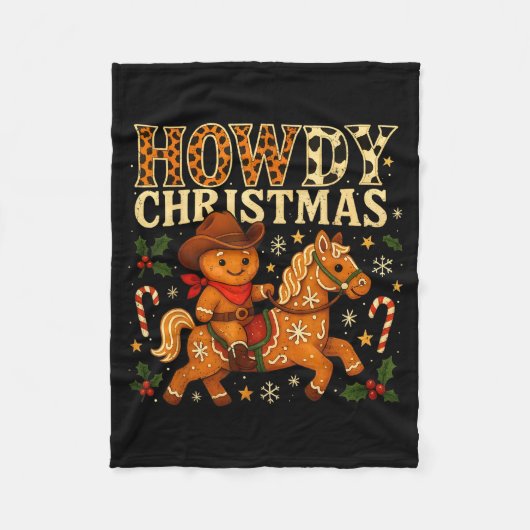 Howdy Christmas Cowboy Gingerbread Design  Fleece Deken (Voorkant)
