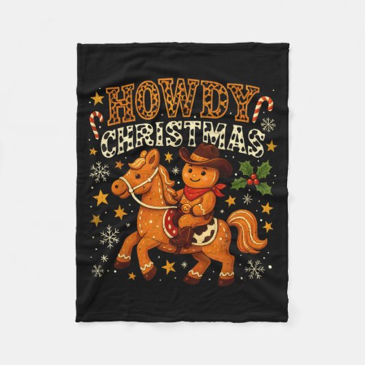 Howdy Christmas Cowboy Gingerbread Design  Fleece Deken (Voorkant)