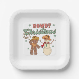 Howdy Christmas Cowboy Snowman Western Funny Papieren Bordje