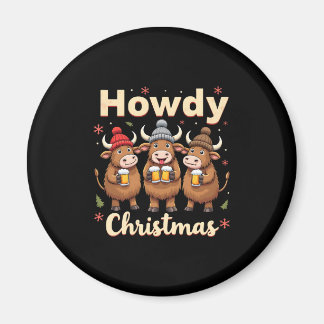 Howdy Christmas Funny Highland Cow Xmas Cows Lover Magneet