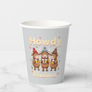 Howdy Christmas Funny Highland Cow Xmas Cows Lover Papieren Bekers