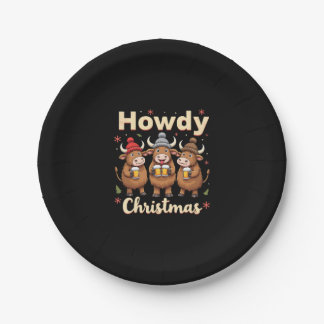 Howdy Christmas Funny Highland Cow Xmas Cows Lover Papieren Bordje