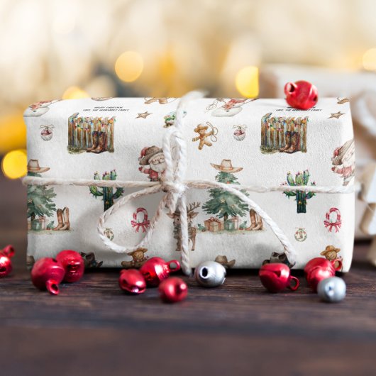 Howdy Christmas | Leuke Westerne gepersonaliseerde Cadeaupapier