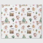 Howdy Christmas | Leuke Westerne gepersonaliseerde Cadeaupapier (Vlak)