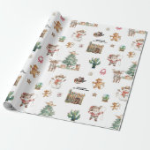 Howdy Christmas | Leuke Westerne gepersonaliseerde Cadeaupapier (Uitgerold)