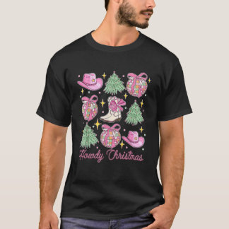 Howdy Christmas Pink Christmas Coquette Kerstmis T-shirt