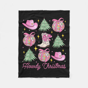 Howdy Christmas Pink Coquette Bow Xmas Tree Wester Fleece Deken