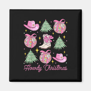 Howdy Christmas Pink Coquette Bow Xmas Tree Wester Magneet