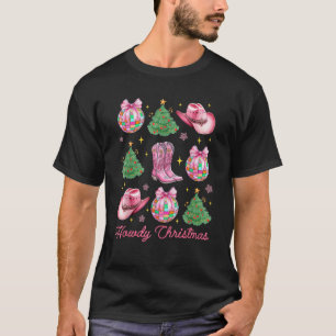 Howdy Christmas Pink Coquette Bow Xmas Tree Wester T-shirt