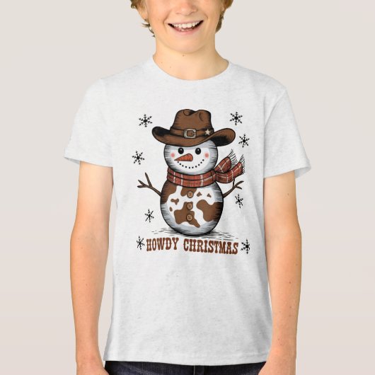 Howdy Christmas Snowman  Tri-Blend Shirt (Voorkant)