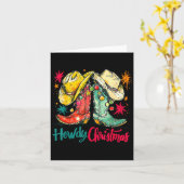 Howdy Christmas Xmas Cowboy Boots Western Pajamas Kaart (Gele Bloem)
